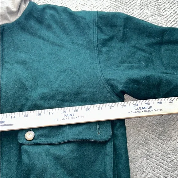 Vintage Boston Traders Men’s Wool Blend Green Bomber Jacket Size M Zip Front - Picture 10 of 12